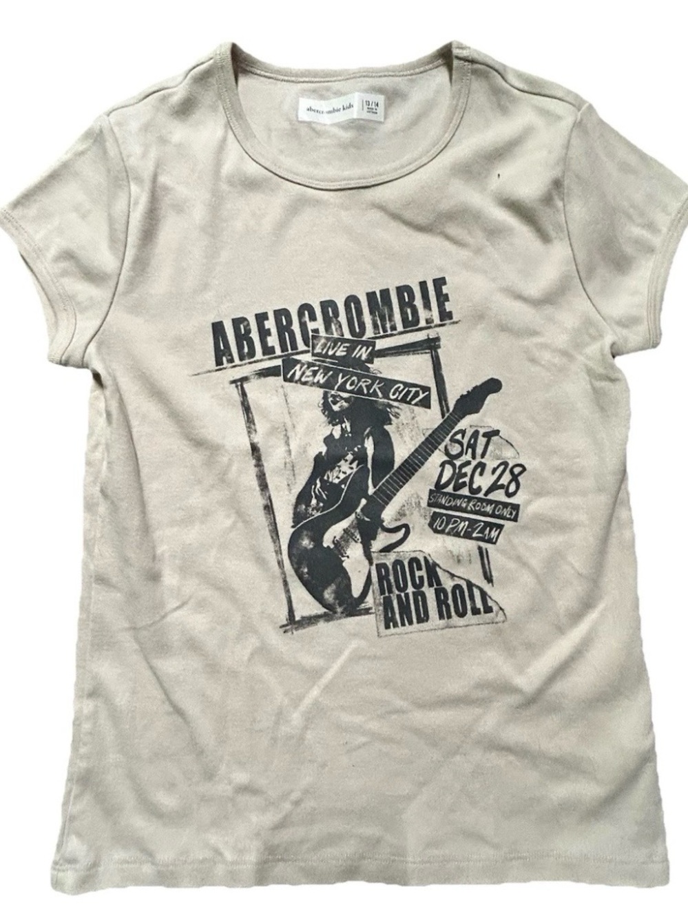 Girl’s Abercrombie Kids Cream Short Sleeve T Shirt New York City Size 13/14Y